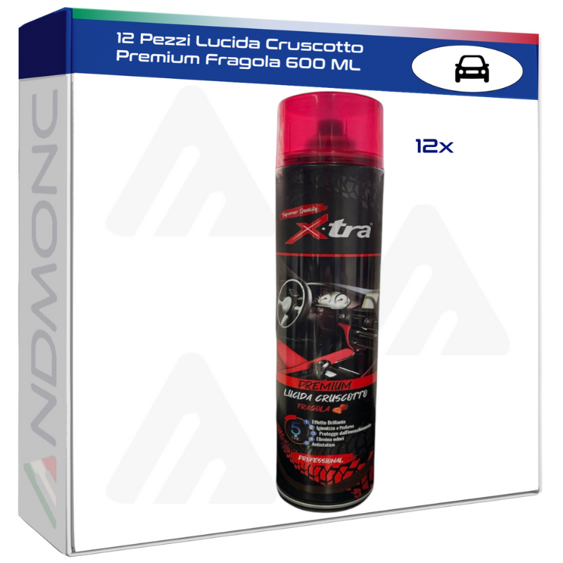 12 Pezzi Lucida Cruscotto Premium Fragola 600 ML