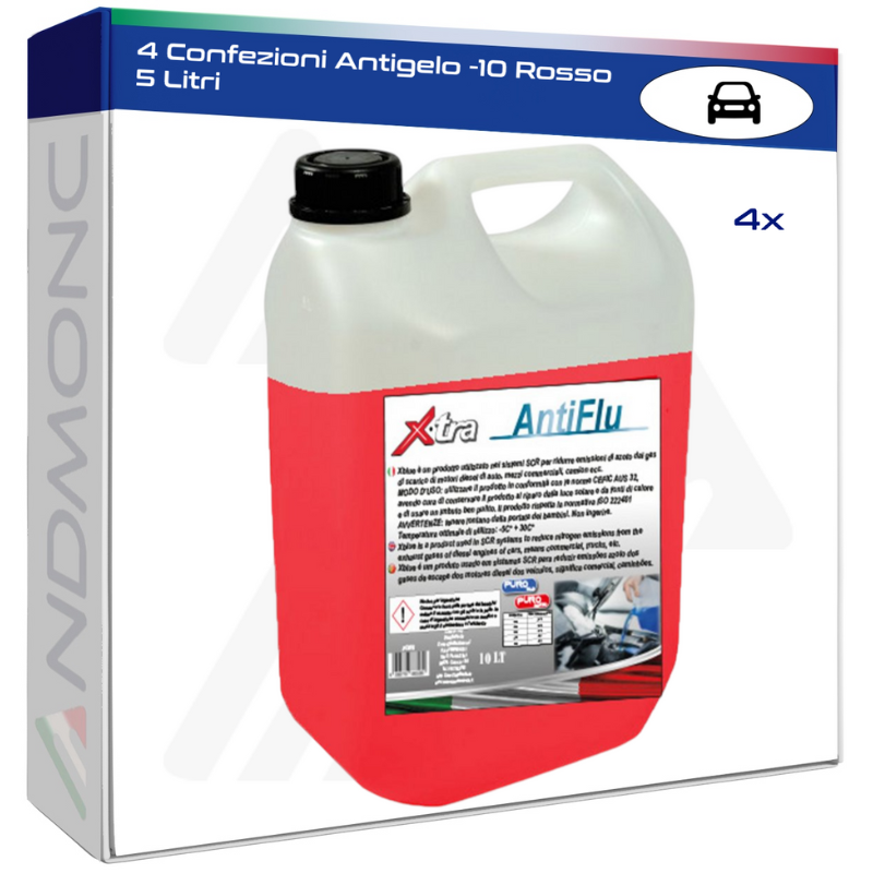 4 Confezioni Antigelo -10 Rosso 5 Litri