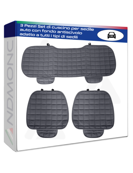 3 Pezzi Set di cuscino per sedile auto con fondo antiscivolo adatto a tutti i tipi di sedili
