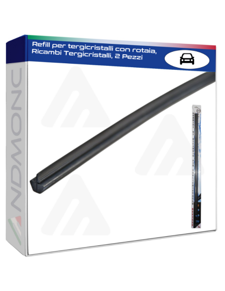 Refill per tergicristalli con rotaia, Ricambi Tergicristalli, 2 Pezzi