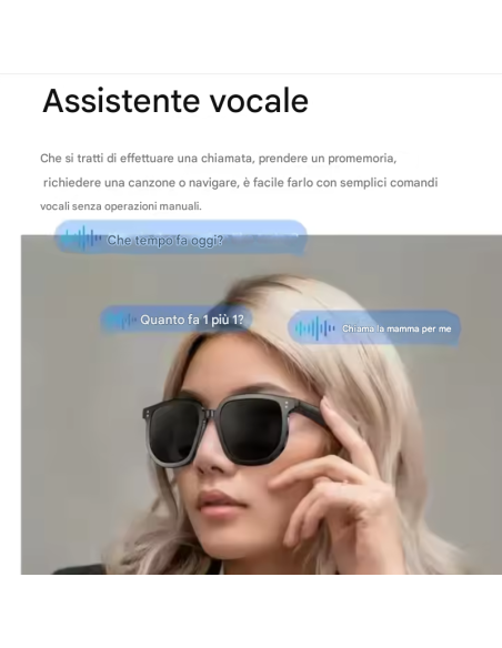 Occhiali Bluetooth con Musica, Chiamate, Assistente Vocale e Fotocamera – V1 Pro Smart Glasses