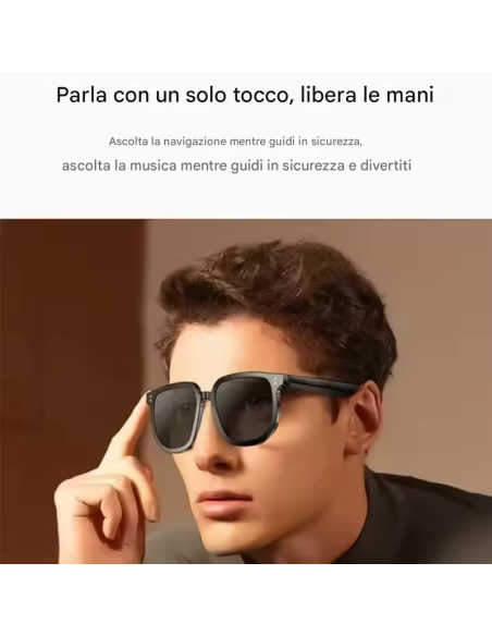 Occhiali Bluetooth con Musica, Chiamate, Assistente Vocale e Fotocamera – V1 Pro Smart Glasses