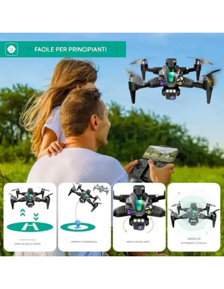 Drone Pieghevole Andowl SKY-769 4K con LED RGB, WiFi FPV e Controller Wireless