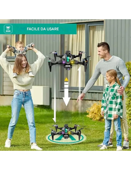 Drone Pieghevole Andowl SKY-769 4K con LED RGB, WiFi FPV e Controller Wireless