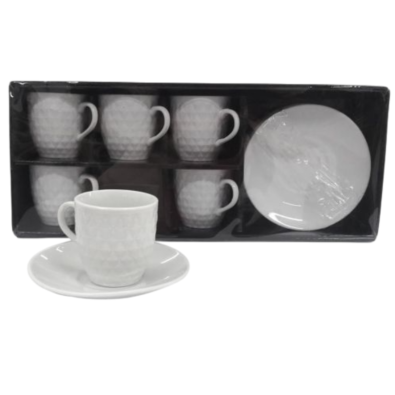 Set 6 tazzine caffè 80cc, con poggia bicchieri