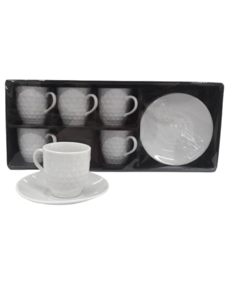 Set 6 tazzine caffè 80cc, con poggia bicchieri