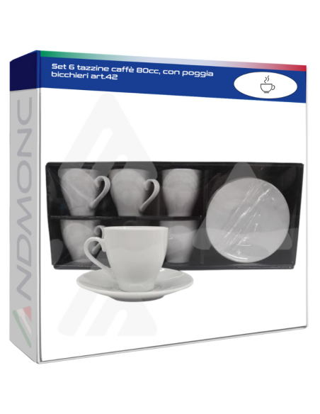 Set 6 tazzine caffè 80cc, con poggia bicchieri art.42