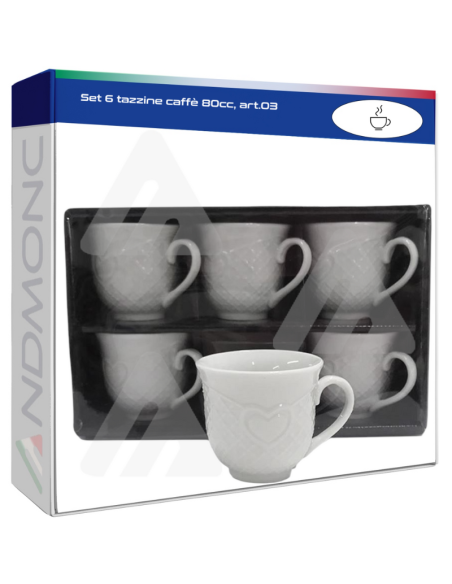 Set 6 tazzine caffè 80cc, art.03