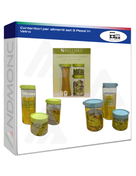 Contenitori per alimenti set 3 Pezzi in Vetro