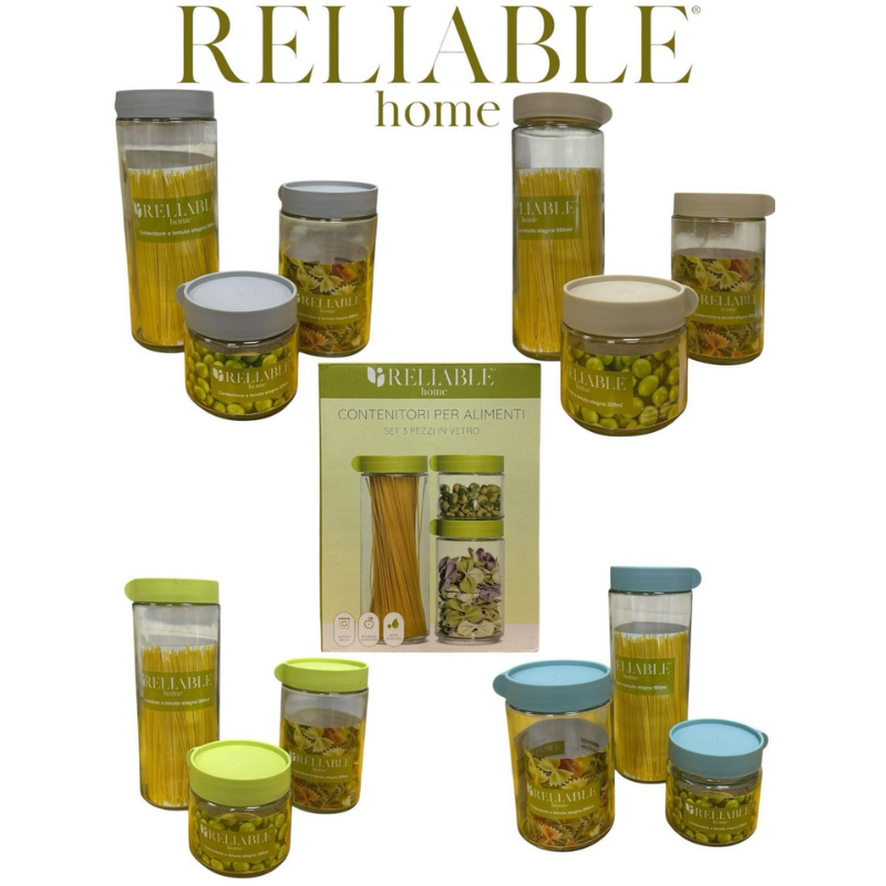 Contenitori per alimenti set 3 Pezzi in Vetro