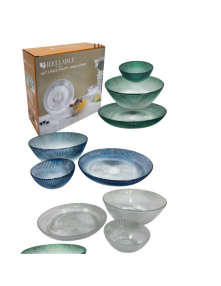Set 3 Insalatiere in Vetro – Ciotole Trasparenti Resistenti e Versatili per Cucina
