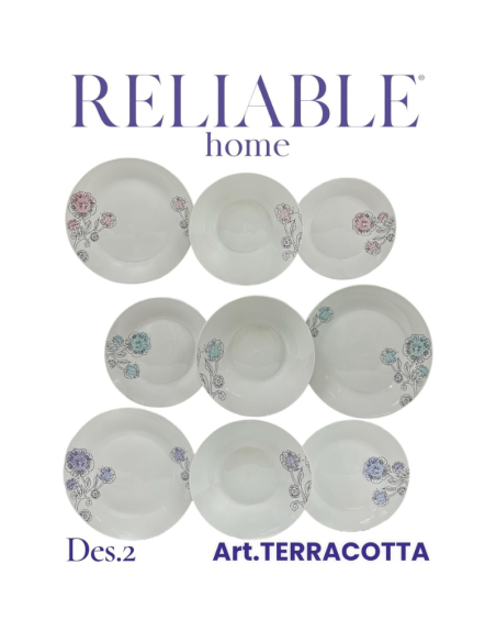 Servizio Piatti 18 Pezzi – Modello Terracotta Design 2, Elegante e Resistente