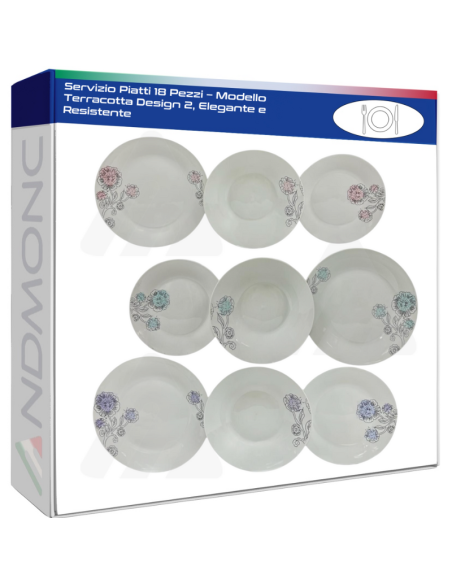 Servizio Piatti 18 Pezzi – Modello Terracotta Design 2, Elegante e Resistente