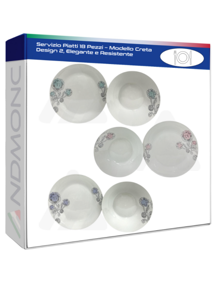 Servizio Piatti 18 Pezzi – Modello Creta Design 2, Elegante e Resistente