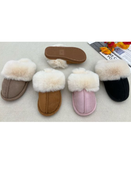Pantofole peluche e camoscio