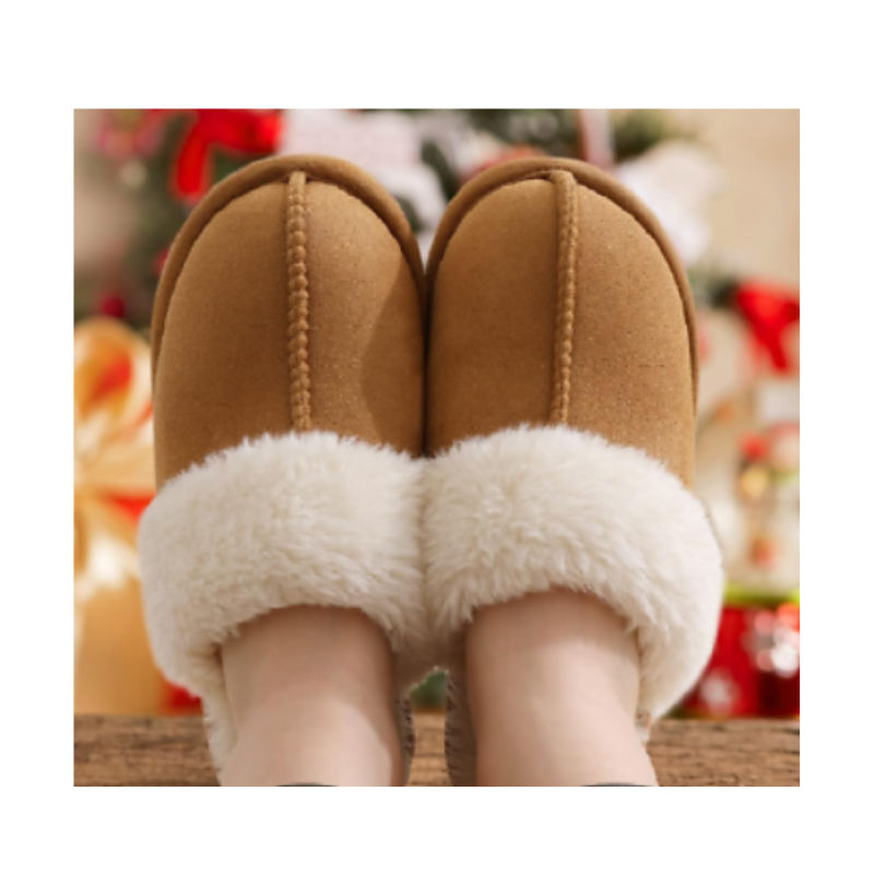 Pantofole peluche e camoscio