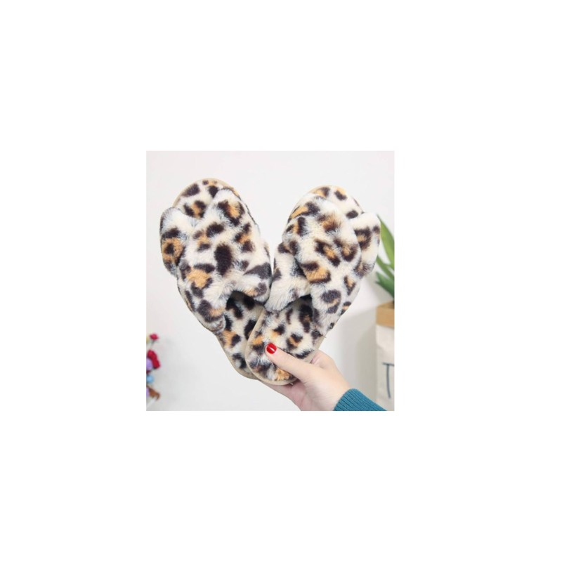 Pantofole peluche leopardate aperte