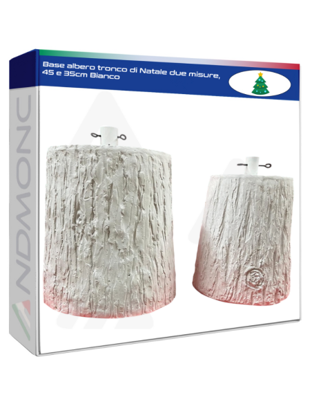 Base albero tronco di Natale due misure, 45 e 35cm Bianco