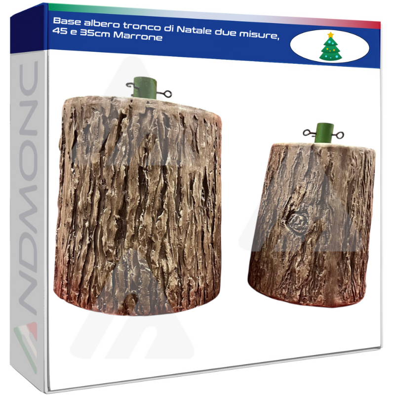Base albero tronco di Natale due misure, 45 e 35cm Marrone