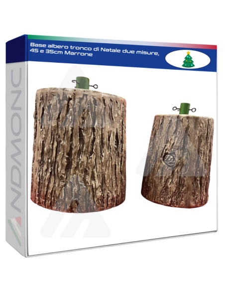 Base albero tronco di Natale due misure, 45 e 35cm Marrone