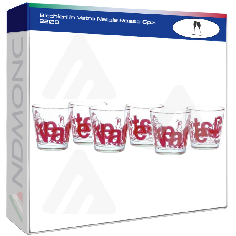 Bicchieri in Vetro Natale Rosso 6pz. B2128