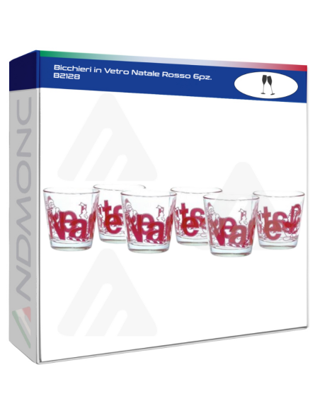 Bicchieri in Vetro Natale Rosso 6pz. B2128