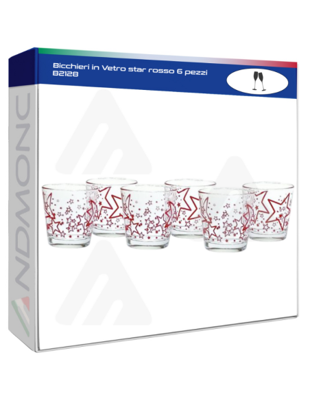 Bicchieri in Vetro star rosso 6 pezzi B2128