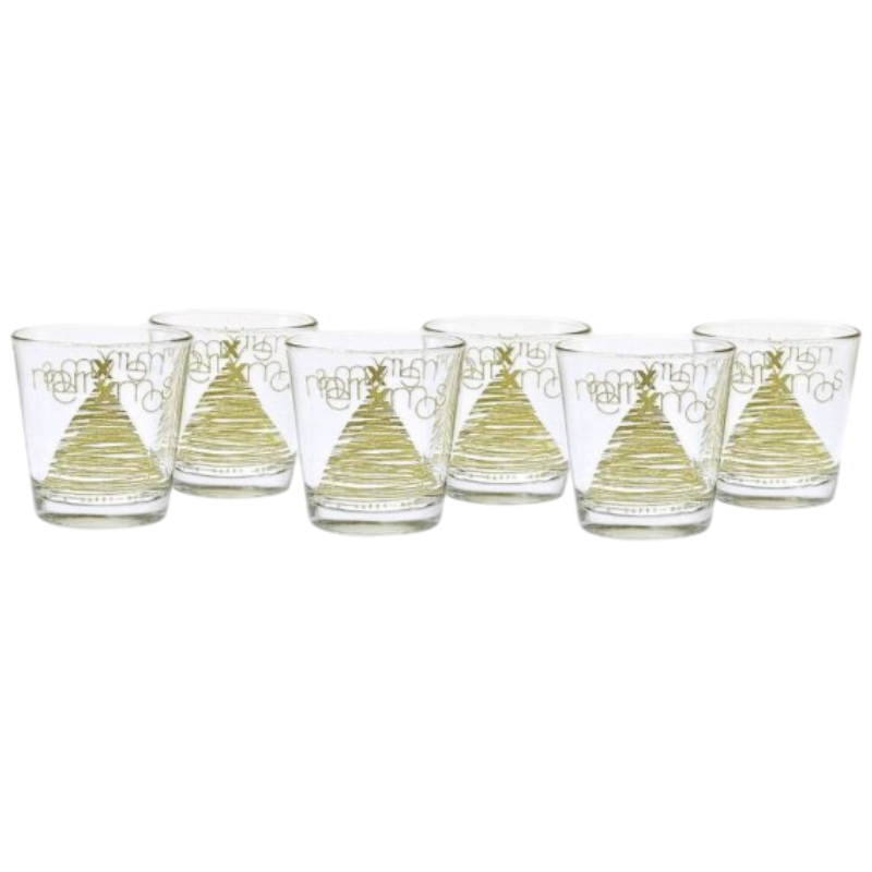 Bicchieri in Vetro Albero xmas Oro 6 pezzi B2128
