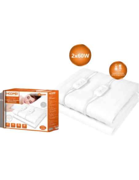 Coperta Elettrica Matrimoniale Hoomei HM-8730D – 160x140 cm, 2x60W, Doppio Controllo di Temperatura, 2 Livelli di Calore