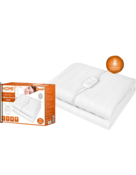 Coperta Elettrica Singola Hoomei HM-8730S – 150x80 cm, 60W, 2 Livelli di Temperatura, Protezione Surriscaldamento