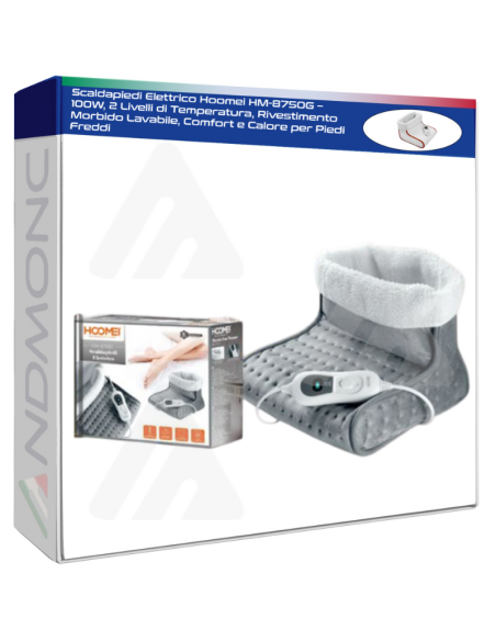 Scaldapiedi Elettrico Hoomei HM-8750G – 100W, 2 Livelli di Temperatura, Rivestimento Morbido Lavabile, Comfort e Calore