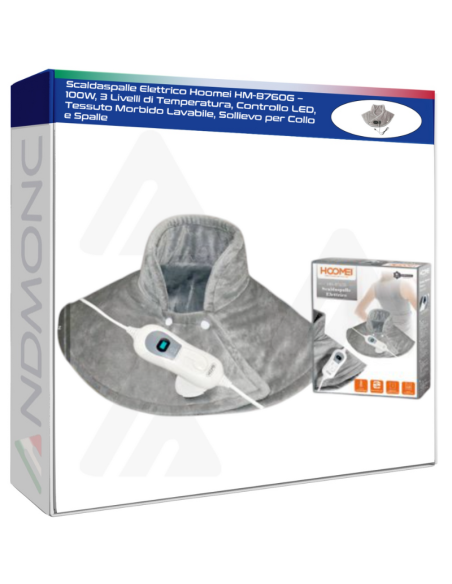 Scaldaspalle Elettrico Hoomei HM-8760G – 100W, 3 Livelli di Temperatura, Controllo LED, Tessuto Morbido Lavabile
