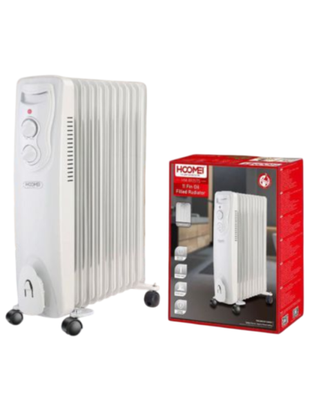 Termosifone ad Olio HOOMEI HM-8925TS 2500W – 11 Elementi, Termostato Regolabile, Silenzioso e Sicuro