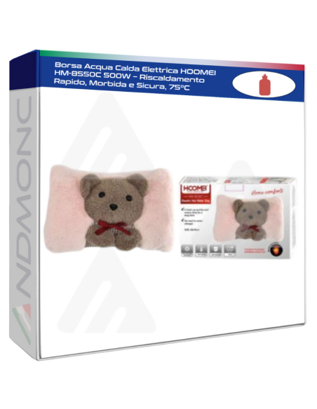 Borsa Acqua Calda Elettrica HOOMEI HM-8550C 500W – Riscaldamento Rapido, Morbida e Sicura, 75°C