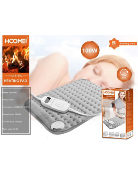 Coperta Termica HOOMEI HM-8780G 100W – Termoforo Elettrico con 3 Livelli di Temperatura e Spegnimento Automatico