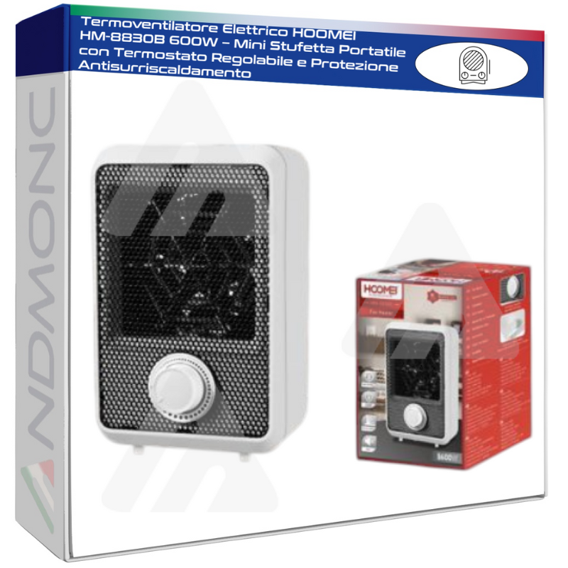 Termoventilatore Elettrico HOOMEI HM-8830B 600W...