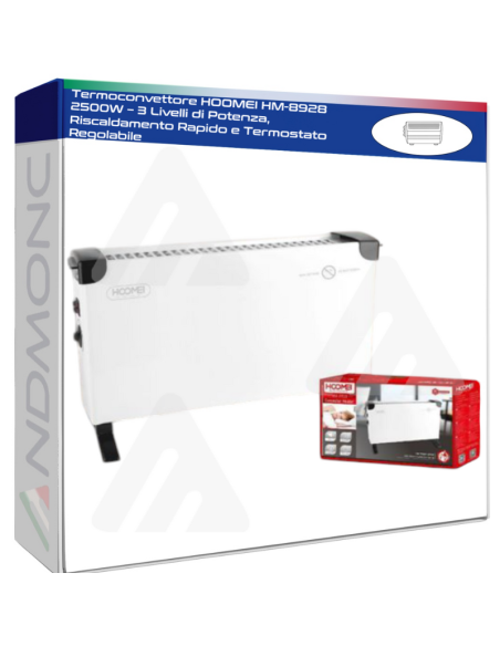 Termoconvettore HOOMEI HM-8928 2500W – 3 Livelli di Potenza, Riscaldamento Rapido e Termostato Regolabile