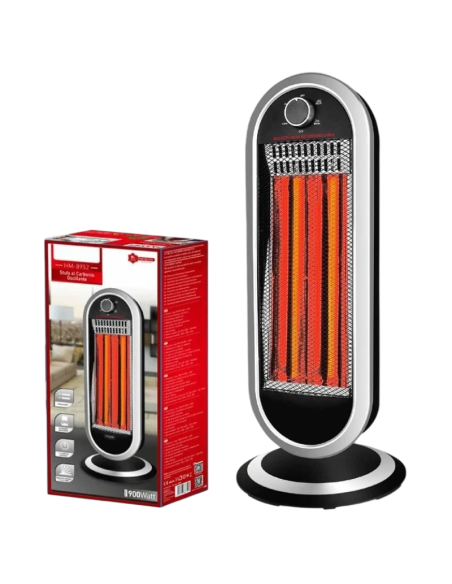Stufa al Carbonio HOOMEI HM-8952 900W – Riscaldatore Oscillante con 2 Livelli di Potenza e Riscaldamento Rapido