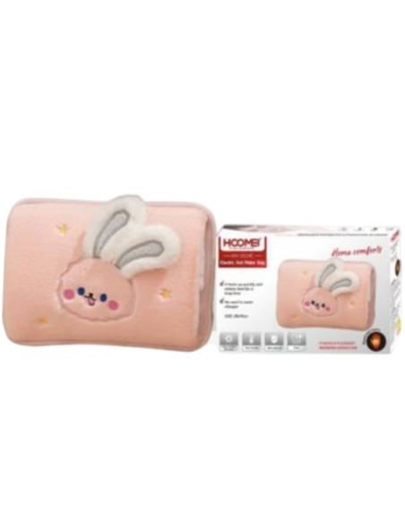 Borsa Acqua Calda Elettrica HOOMEI HM-8538C 500W – Morbida, Sicura e Ricaricabile, Design Coniglietto Rosa