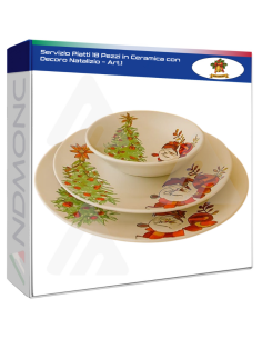 Servizio Piatti 18 Pezzi in Ceramica con Decoro Natalizio...