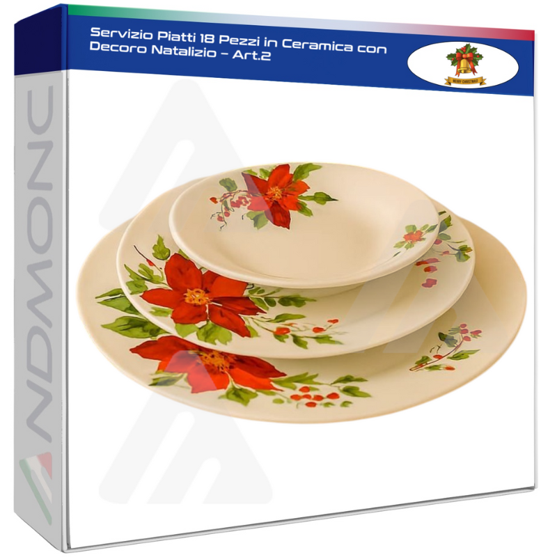 Servizio Piatti 18 Pezzi in Ceramica con Decoro...