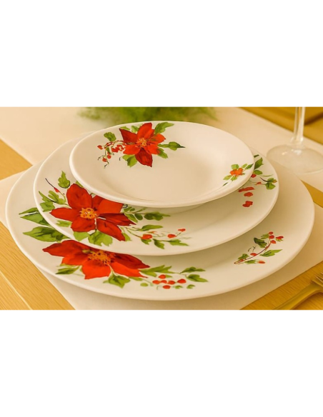 Servizio Piatti 18 Pezzi in Ceramica con Decoro Natalizio – Art.2