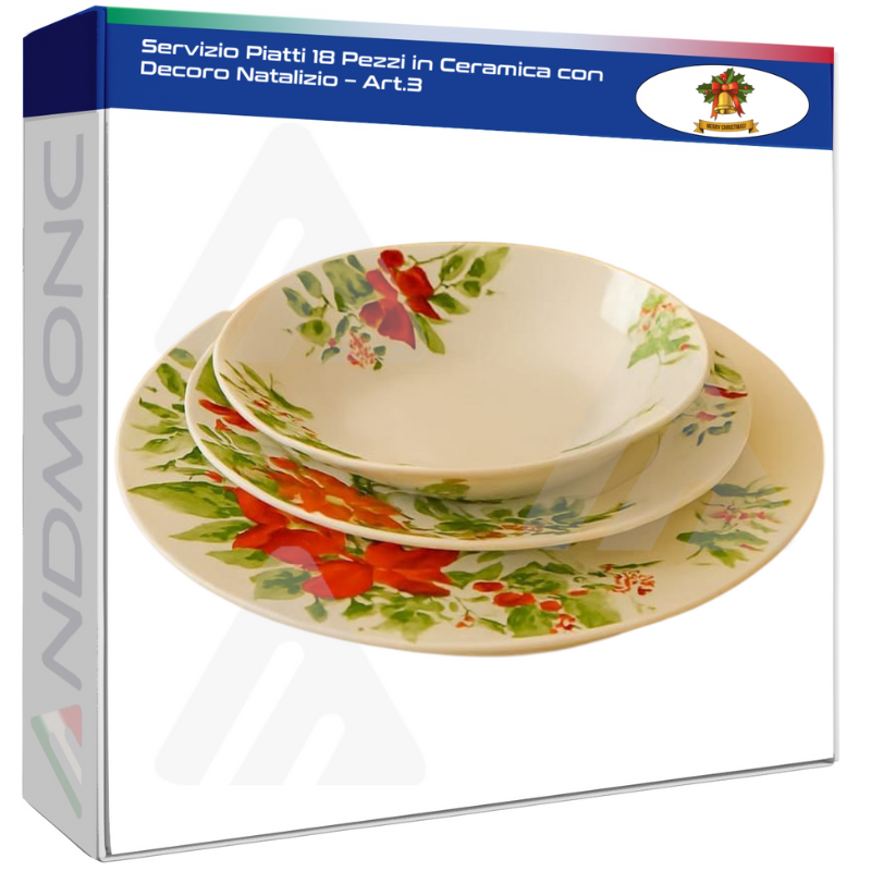 Servizio Piatti 18 Pezzi in Ceramica con Decoro...