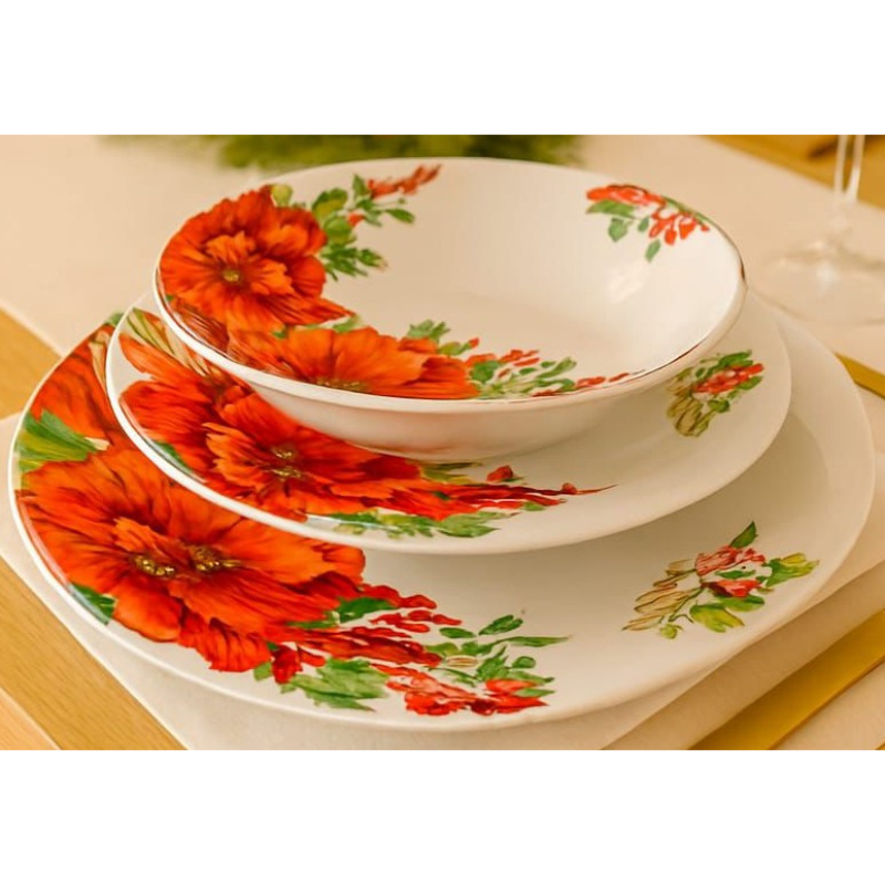 Servizio Piatti 18 Pezzi in Ceramica con Decoro...