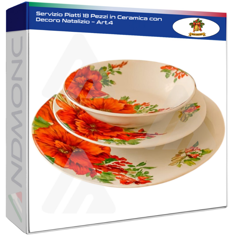 Servizio Piatti 18 Pezzi in Ceramica con Decoro...