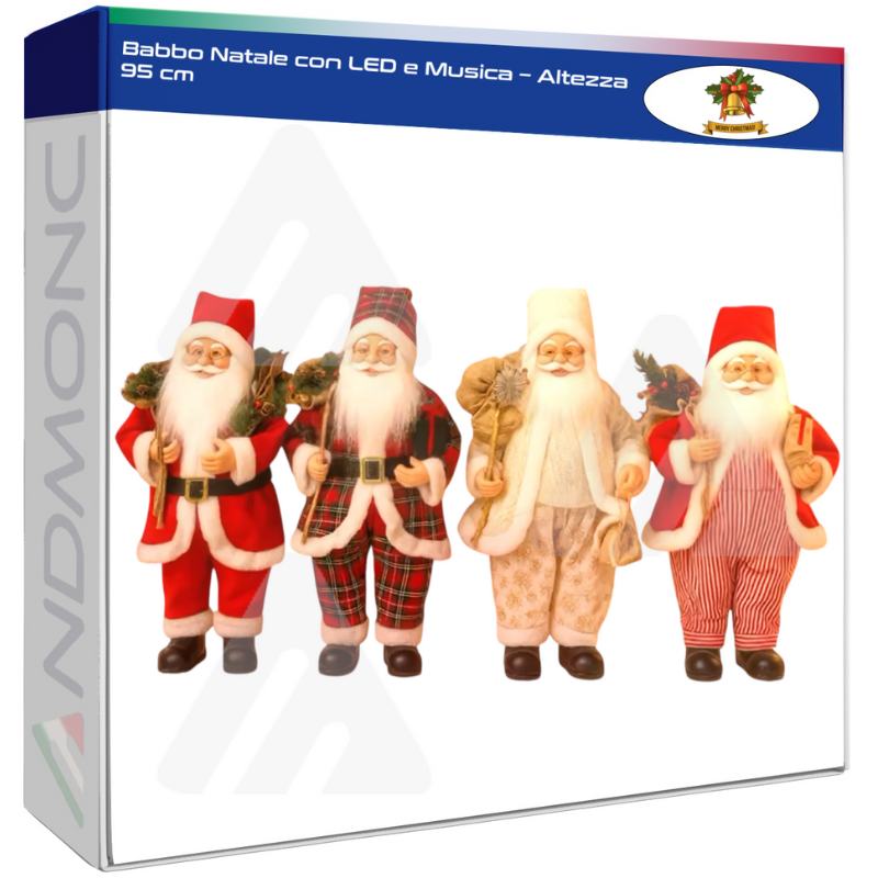 Babbo Natale con LED e Musica – Altezza 95 cm