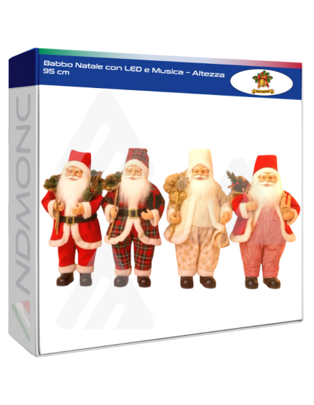 Babbo Natale con LED e Musica – Altezza 95 cm