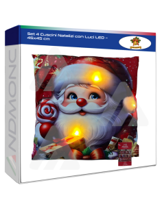 Set 4 Cuscini Natalizi con Luci LED – 45x45 cm