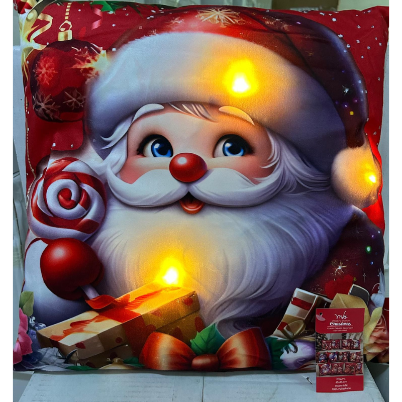 Set 4 Cuscini Natalizi con Luci LED – 45x45 cm