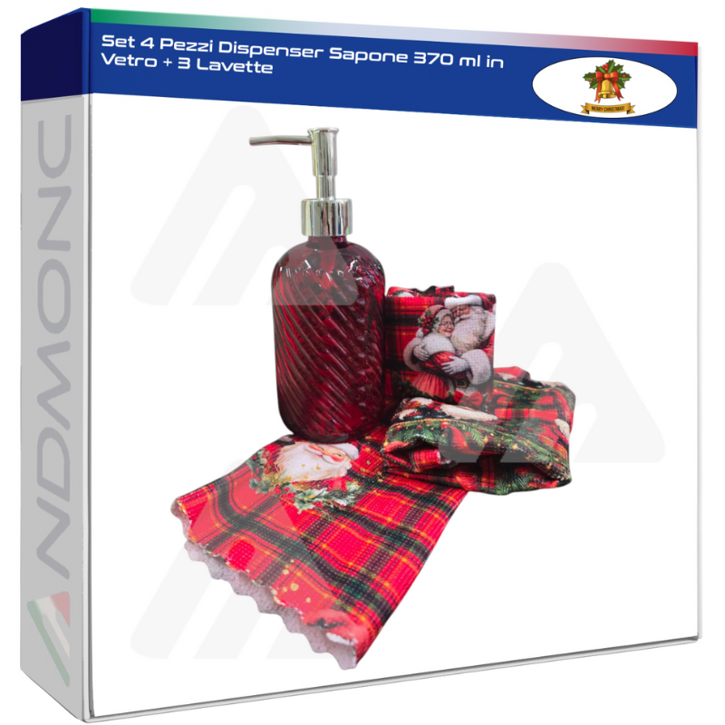 Set 4 Pezzi Dispenser Sapone 370 ml in Vetro +...